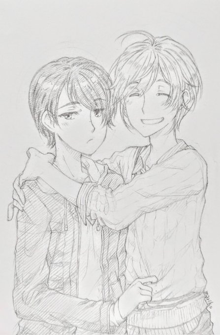 仲良しさん🌸
#アナログ #イラスト #落書き #男の子 