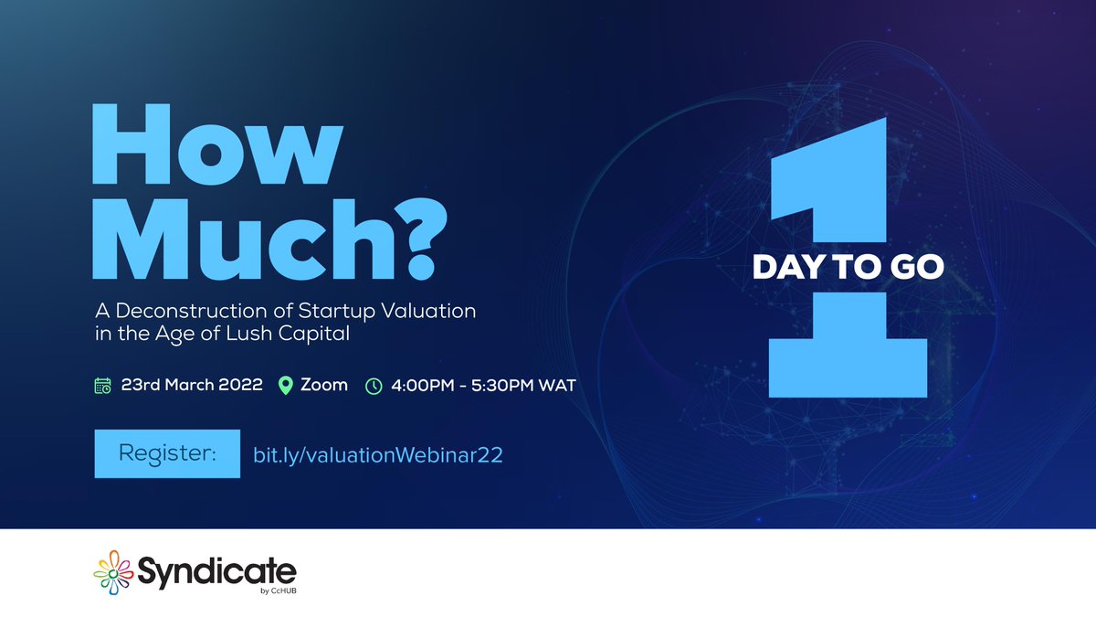 nextgenfund's tweet photo. The #CcHUBSyndicate valuation webinar is only a day away!

If you haven’t registered, do it now to join the insightful conversation around #startup valuation in Africa: https://t.co/fCJBgBnZ43 https://t.co/yqnZd4UfNe
