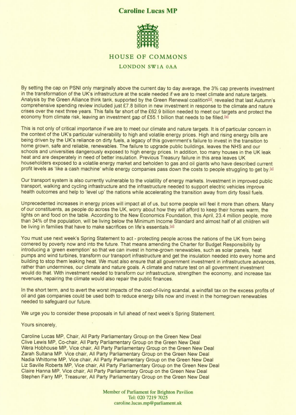 CarolineLucas's tweet photo. Renewables + retrofitting leaky homes could replace 4x Russian gas imports by 2025

But @RishiSunak 3% cap on capital investment stops govt funding what matters most

#GreenNewDeal APPG Members call for a #greenexemption + #windfalltax #SpringStatement

https://t.co/280ItfDWR1 https://t.co/3sm2S1WXTU