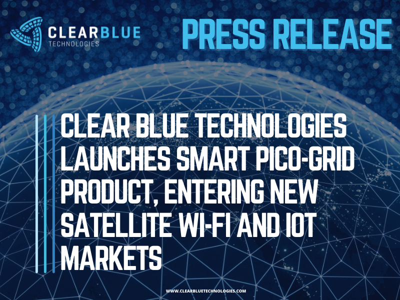 clearblueonline's tweet photo. PRESS RELEASE: 
Clear Blue Technologies Launches Smart Pico-Grid Product, Entering New Satellite Wi-Fi and IoT Markets. 

Read more: https://t.co/Yw8tEIhYTt

$CBLU $CBUTF #wifi #iot #satellite #power #technology #cleanenergy #smartoffgrid #investing https://t.co/bYvBy4HaLY