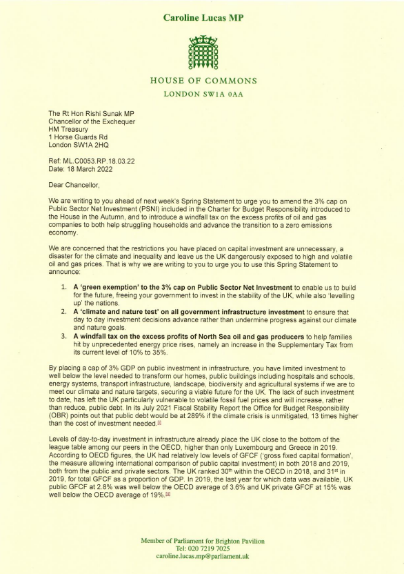 CarolineLucas's tweet photo. Renewables + retrofitting leaky homes could replace 4x Russian gas imports by 2025

But @RishiSunak 3% cap on capital investment stops govt funding what matters most

#GreenNewDeal APPG Members call for a #greenexemption + #windfalltax #SpringStatement

https://t.co/280ItfDWR1 https://t.co/3sm2S1WXTU