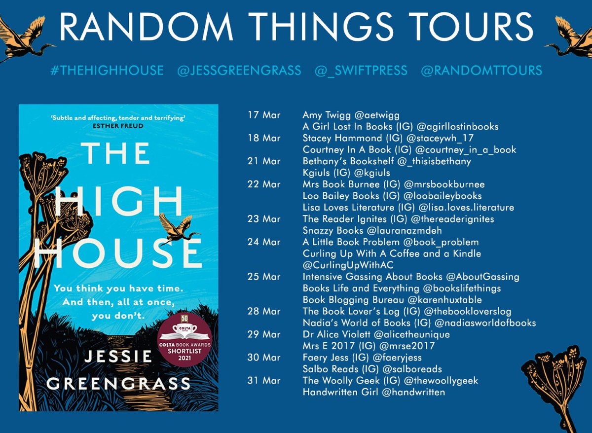 snazzy_books's tweet photo. Looking forward to my stop tomorrow on the @RandomTTours #blogtour for #TheHighHouse by @JessGreengrass... a beautifully written novel that will definitely make you think! Here's the poster for the rest of the tour featuring some brilliant #bookbloggers! 👇 https://t.co/NsYhUIaTNj
