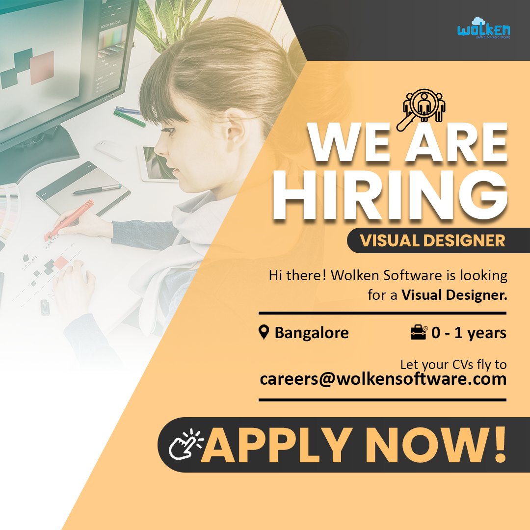 wolkensoftware's tweet photo. Wolken Software is looking for innovative and result-oriented individuals with creative skills for the position of Visual Designers to join our team in Bengaluru. Send your resume to careers@wolkensoftware.com if you are interested.
.
#wolken_software #wolkenedge #wolken #SaaS https://t.co/rFCxS1h1Ae