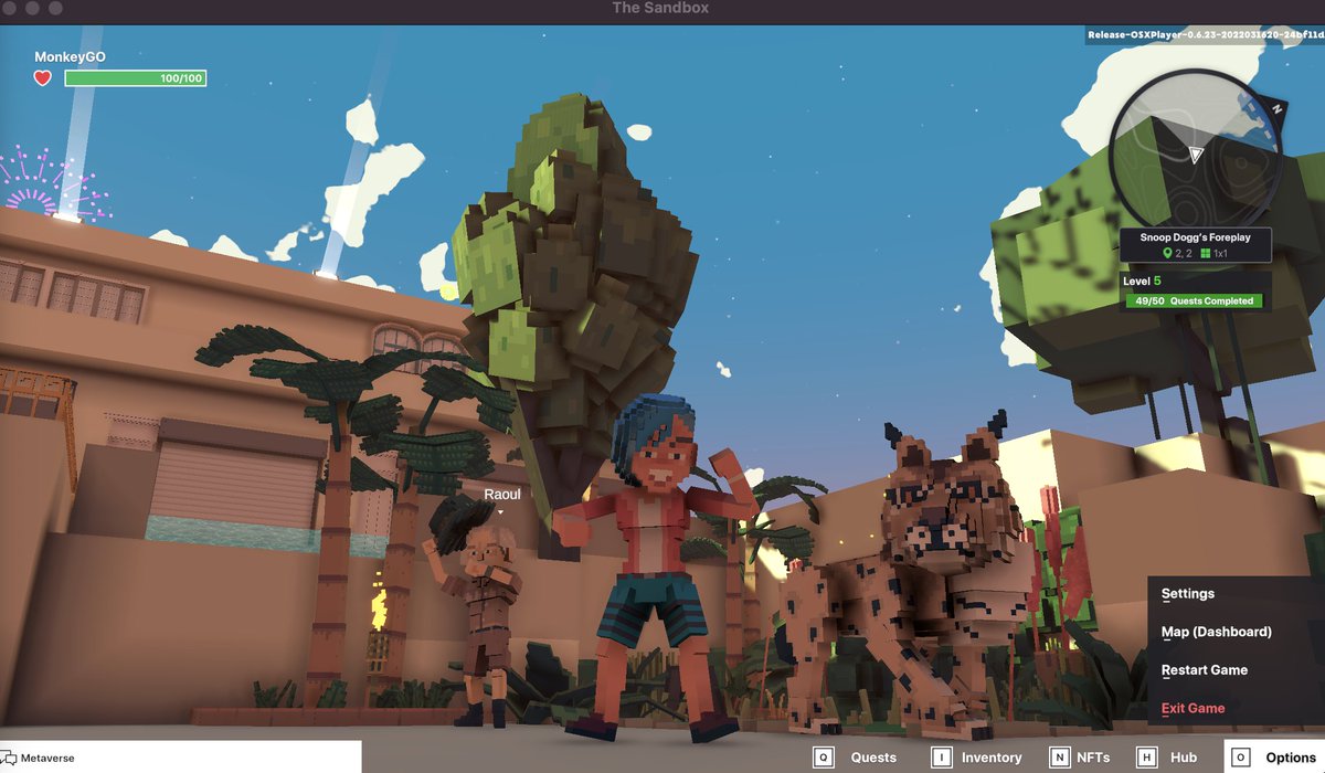Monkey_6789's tweet photo. @TheSandboxGame I just participated in the daily #SandboxAlphaS2Contest for a chance to earn up to 1,000 $SAND! Starting March 21 - Find Martha in the Snoop Dogg Mansion. Check out my screenshot below!
👇 #SandboxAlphaS2 https://t.co/nqMYrS0DDO