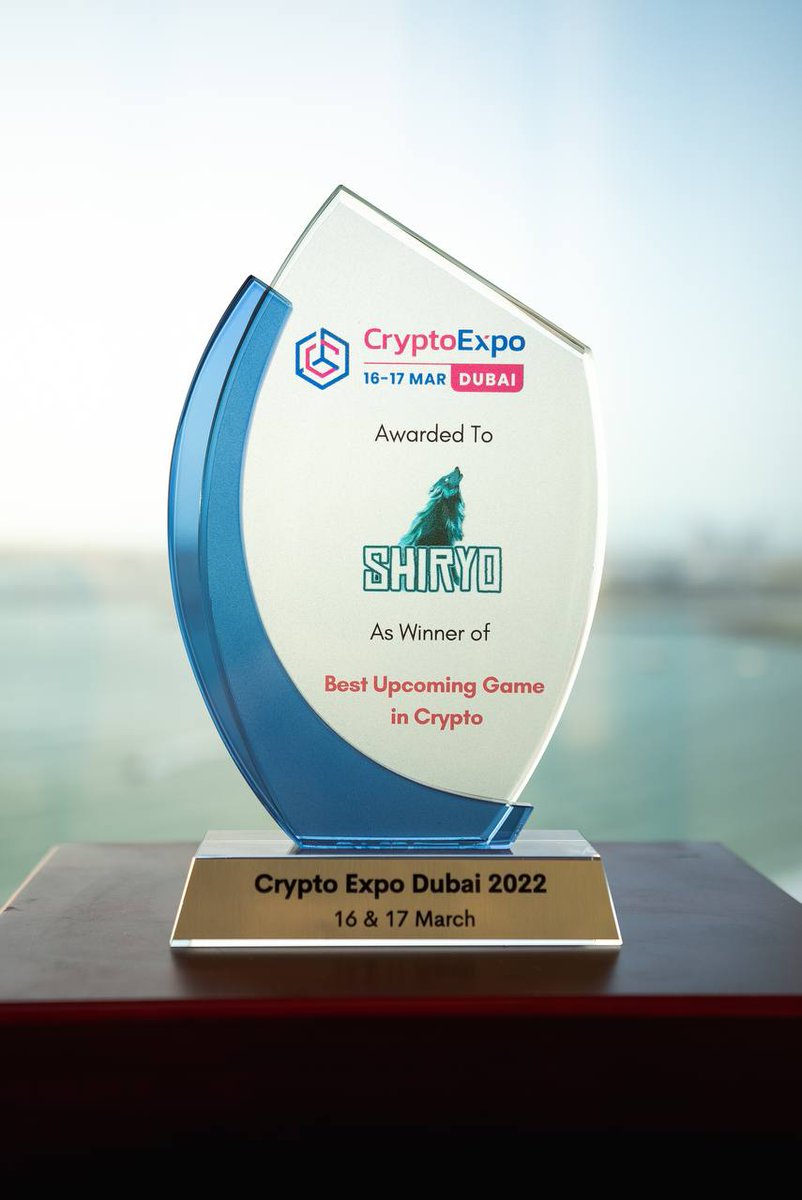 <a href="/Shiryo_Official/">Shiryo</a>'s award from the #dubaicryptoexpo last week! 🔥

I am positive this is the 1st of many awards in the future 4 #shiryo!

#shiryoverse #shiryoarmy #SHIRYOSWAP #CryptoExpoDubai #crypto #cryptocurrecy #P2EGaming #gaming #pokemon #Hearthstone #Metaverse #NFTCommunity