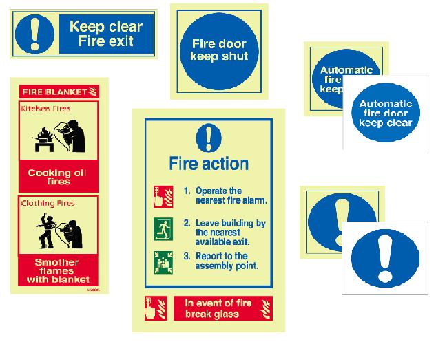 All doors in and out of a building, must have an appointed fire exit sign. Ideally illuminated, either by L.E.D lights, or photoluminescence.

They must have a running man and a directional arrow, or the ‘final exit’ sign. 

This is a legal obligation of all business owners.