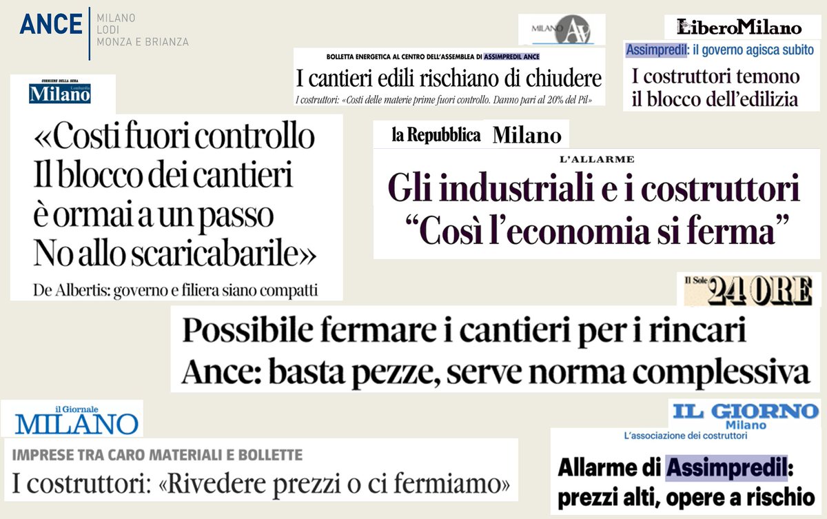 #RassegnaStampa 🗞️
Sui principali quotidiani di oggi l'allarme lanciato ieri nell'Assemblea Straordinaria di Assimpredil Ance
#21marzoAssimpredil #caromateriali #caroenergia #cantieri #lavoro #edilizia #costruzioni
<a href="/rex_regina/">Charles and Camilla</a>