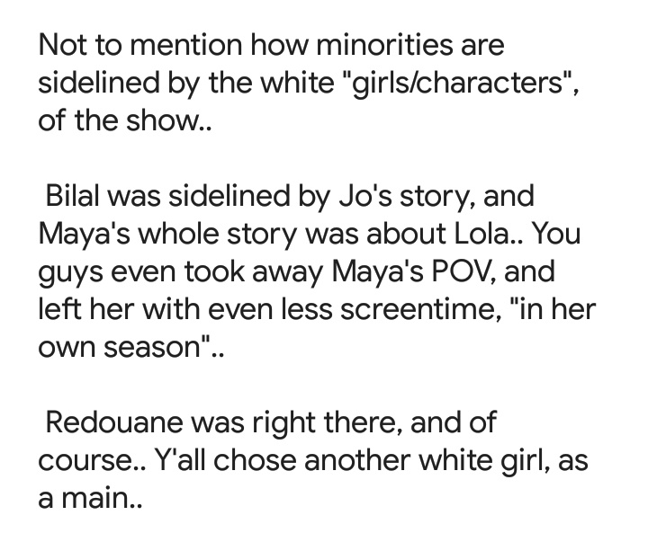 52BuiarCareymcz's tweet photo. THE AUDACITY of this people talking about "equality", when they ended a lesbian's POV, with 4 straight couples kissing, while the ONLY lesbian couple of the show, broke up, and couldn't even talk about their relationship the whole season..

#SkamFrance https://t.co/vT9rA6qvzR