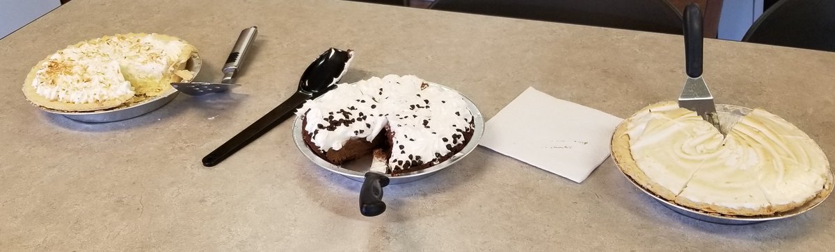 ScottCountyCDA's tweet photo. Pie for Pi Day?

Yes please…and make mine a triple!

Celebrating Pi Day on 3/14 at 3:14 pm with our phenomenal coworkers.  We did the math and Pi(e) x 3 = transcendence!

#teamCDA https://t.co/iPbcDsH8Cc