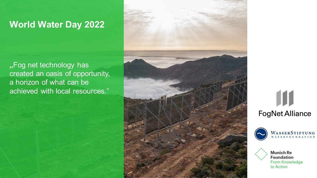 MunichReFound's tweet photo. Climate change will increase world’s water shortages in the future. Particularly in dry regions, our fog net projects provide access to clean drinking water. Find out more: https://t.co/S85lPyAvRm @WaterFoundation
#fognets #worldwaterday #waterscarcity #NbS #FogNetAlliance https://t.co/O9QXqgQ1Tl