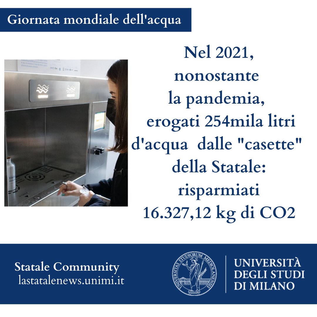 LaStatale's tweet photo. #Giornatamondialeacqua 💧 Arrivano i primi risultati del questionario del Progetto #BeviMI sulle abitudini di consumo dell’acqua di rete e la gestione dei rifiuti di plastica a @LaStatale 👉 https://t.co/K0dBt3c6uP
#lastatalperlasostenibilità https://t.co/l2Tl3oNUKh