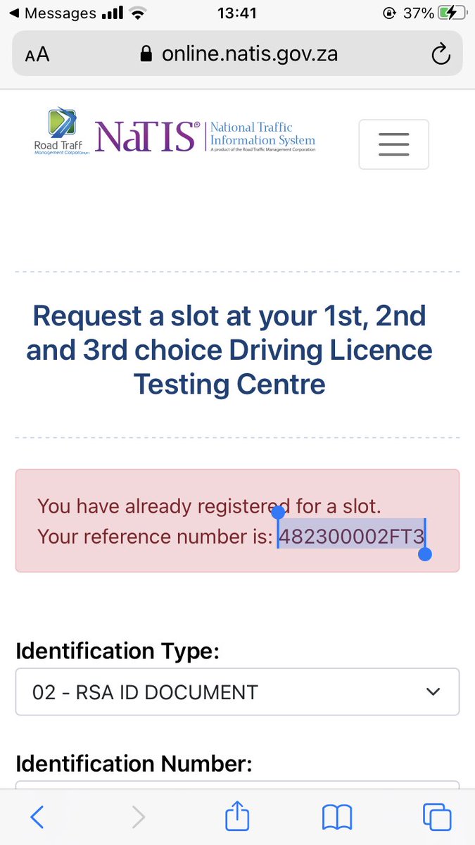 AldrinRenny's tweet photo. Applied for the slot firstly but couldn’t honour it, Other commitments. So I’ve been trying to reapply for my card renewal and it keeps on saying I have a reference already. Please assist in this matter. #bolt #HuaweiP50Series #nhlanhlalux  #kwesta  @MbalulaFikile https://t.co/cJLc06KwdH