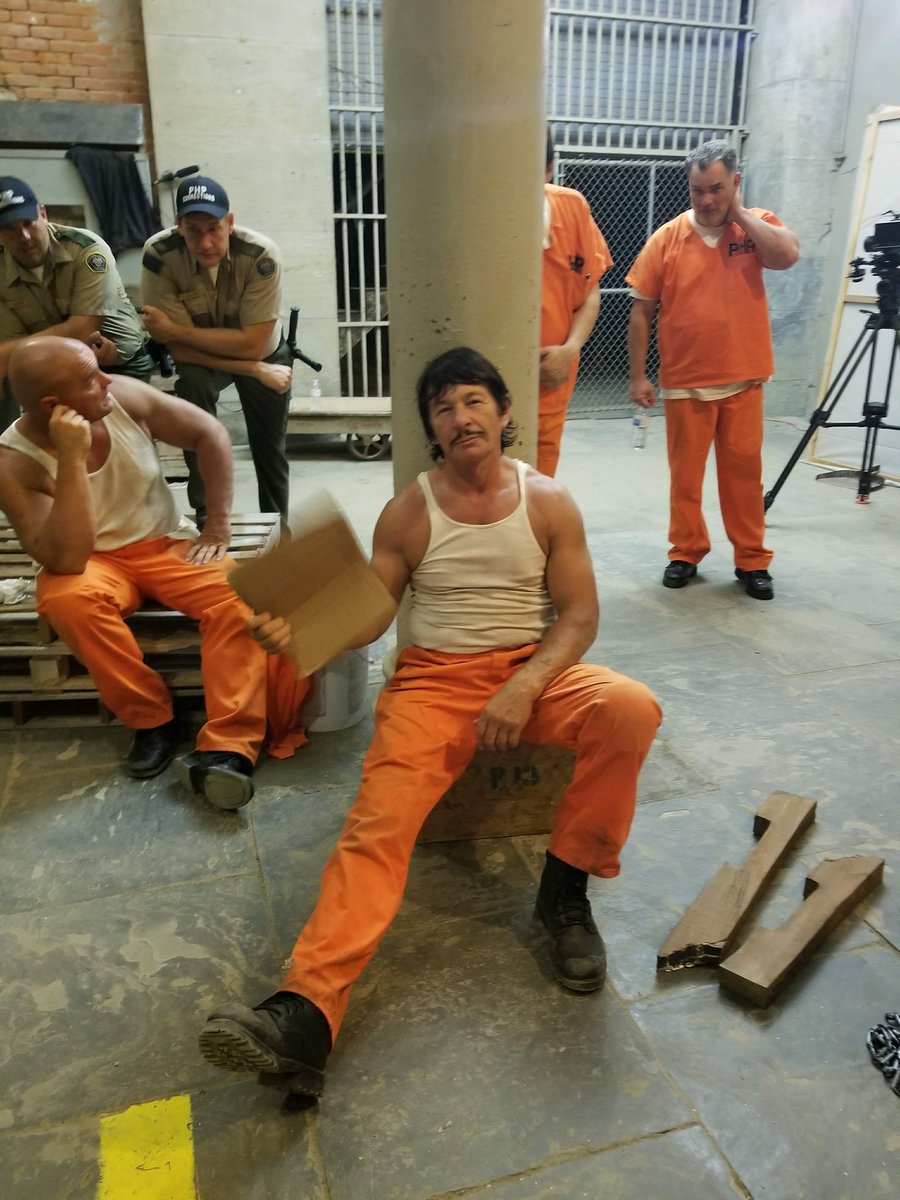 grover4545's tweet photo. Have you seen #EscapeFromDeathBlock13 yet?? Here's a behind the scenes photo of us exhausted from filming...or maybe from listening to @chrishahnohio talk about lifting weights....either wayπ
#actor #stuntman #movie https://t.co/YJwa3QJSoH