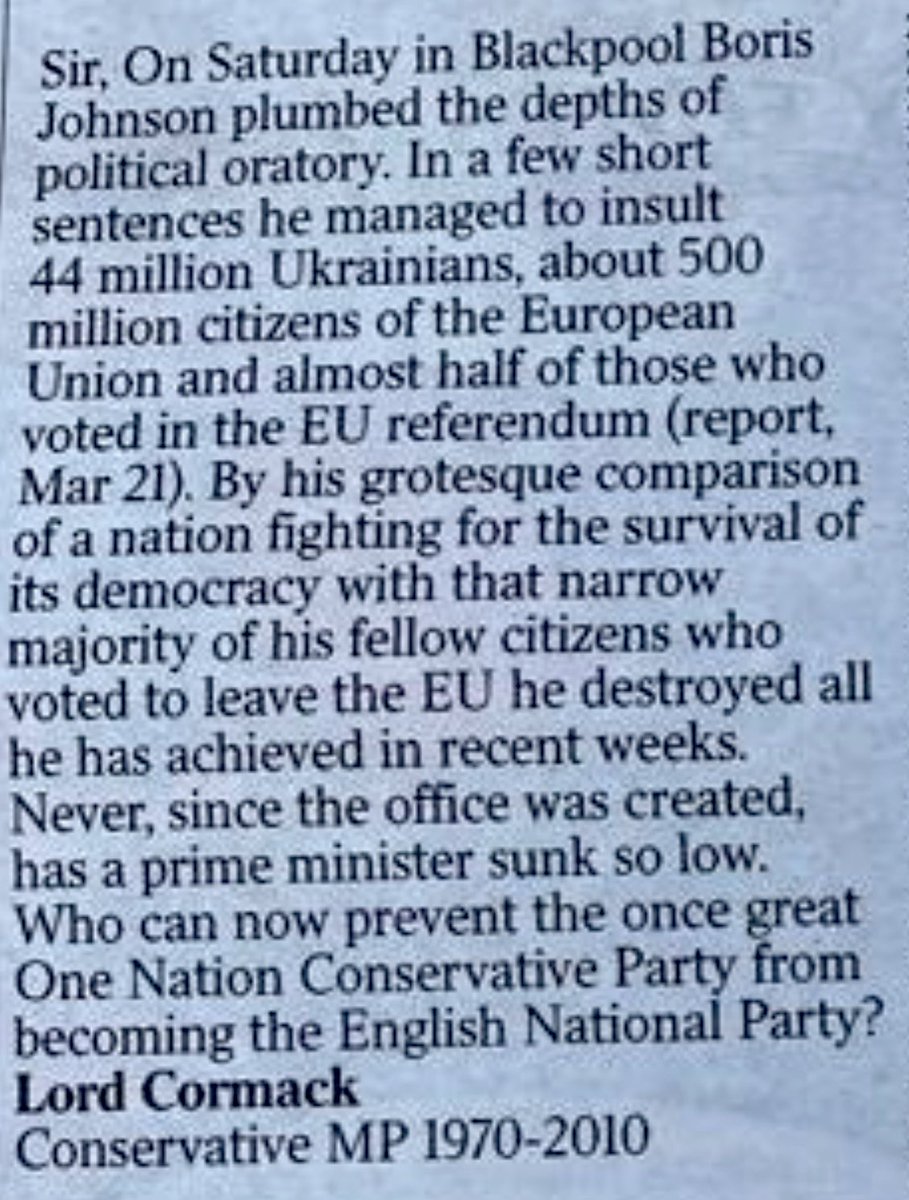 Graham Simpson (@grahambsi) on Twitter photo ‘Never, since the office was created has a Prime Minister sunk so low’ He’s talking about <a href="/BorisJohnson/">Boris Johnson</a> as if you didn’t know. Letter in the Times. ‘Never, since the office was created has a Prime Minister sunk so low’ He’s talking about <a href="/BorisJohnson/">Boris Johnson</a> as if you didn’t know. Letter in the Times.