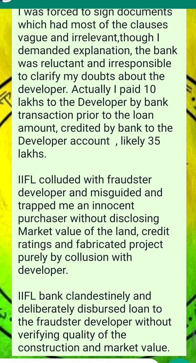 Saraswa12942014's tweet photo. #IIFl home loan
#CJIRamana
# Kamal pant  commissioner
#BBMP

IIFL bank colluded with fraudster developer ARINE AMARYLLIS cheated me disbursed home loan 35 lakhs though I objected,I'm paying pay EMI 34 k, almost 4yrs, i demand criminal action on IIFL bank,&amp; justice.PEOPLE BEWARE. https://t.co/nPHdnFrhmw