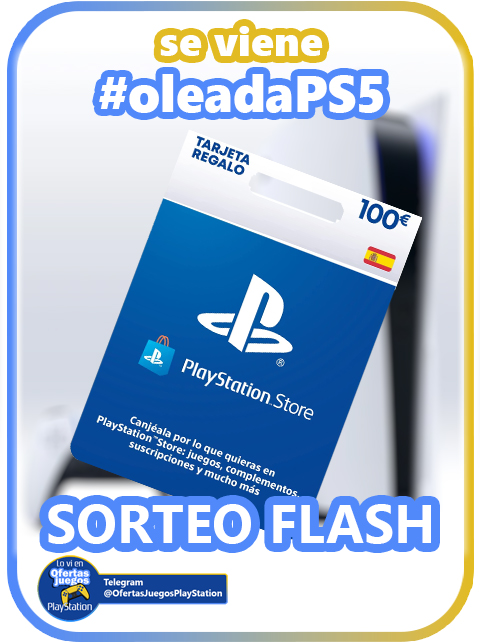 ¡SORTEO FLASH!

🔥100 EUROS DE SALDO PSN PARA CELEBRAR QUE SE VIENE UNA NUEVA #OLEADAPS5🔥

✅Para participar:

🔹RT y menciona a dos amigos que todavía la busquen
🔹Twittea con #OLEADAPS5
🔹Sigue nuestro canal para enterarte el 1º del stock de PS5
t.me/OfertasJuegosP…