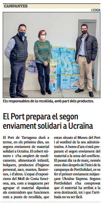 PortSolidari's tweet photo. DONACIÓ | L’empresa Gonvarri Tarragona SL ha fet entrega a #PortSolidari de material humanitari de primera necessitat. L’empresa @Gonvarri ha destinat, part del pressupost assignat a Responsabilitat social Corporativa) per col·laborar amb ‘Recollida solidària Ucraïna’. https://t.co/3FsK1h1oV1