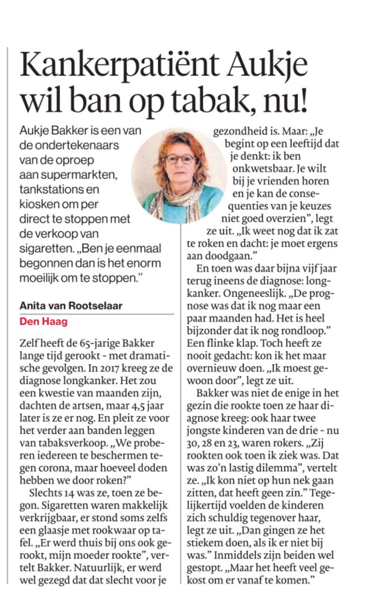 Kankerpatiënten, ziekenhuizen en artsen doen oproep: stop nú verkoop van tabak in supers en tankstations. 
Wij vinden het onbegrijpelijk dat supermarkten, gemakszaken en tankstations een product verkopen dat zoveel schade berokkent’’ #sickofsmoking
ap.lc/g7p92