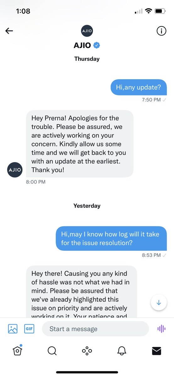 prernasingh27's tweet photo. @AJIOLife when the issue is outstanding since over two months now,this is the automated response that I am getting from your support team.
I will have to take this issue to the consumer court now @jagograhakjago #ConsumerCourt #AjioFraud #AjioDoesNotCare #CustomerGrievance https://t.co/Q09QasfOMv