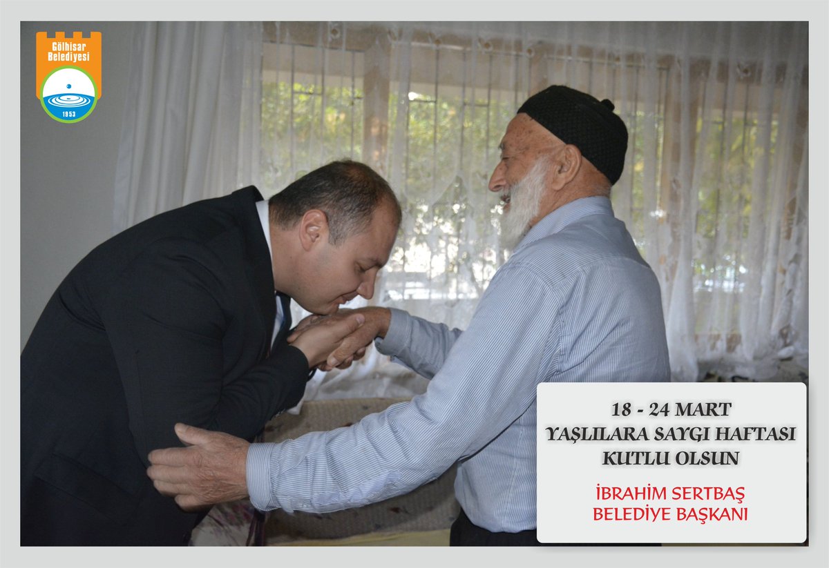 📌YAŞLILARA SAYGI HAFTASI KUTLU OLSUN
Kültürümüzü, sosyal ve aile değerlerimizi yarınlara taşımamızı sağlayan geçmişin tanığı geleceğin rehberi baş tacı büyüklerimizin “Yaşlılara Saygı Haftası”nı kutluyor; sağlıklı, mutlu ve huzurlu ömürler diliyorum.  
#BaşkanİbrahimSertbaş