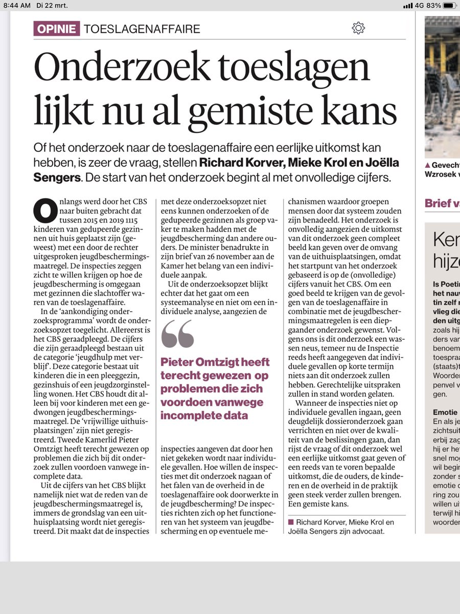 Het onderzoek naar uithuisplaatsingen moet eigenlijk nog beginnen (veel te laat dus!). 
Maar de voortekenen zijn niet goed, laten <a href="/jeadvocaat/">Richard Korver</a> @miekekrol en Joëlla Sengers zien. 
Lees vooral de laatste paragraaf
(En ondertussen nog steeds geen echt hulp voor ouders/kinderen)