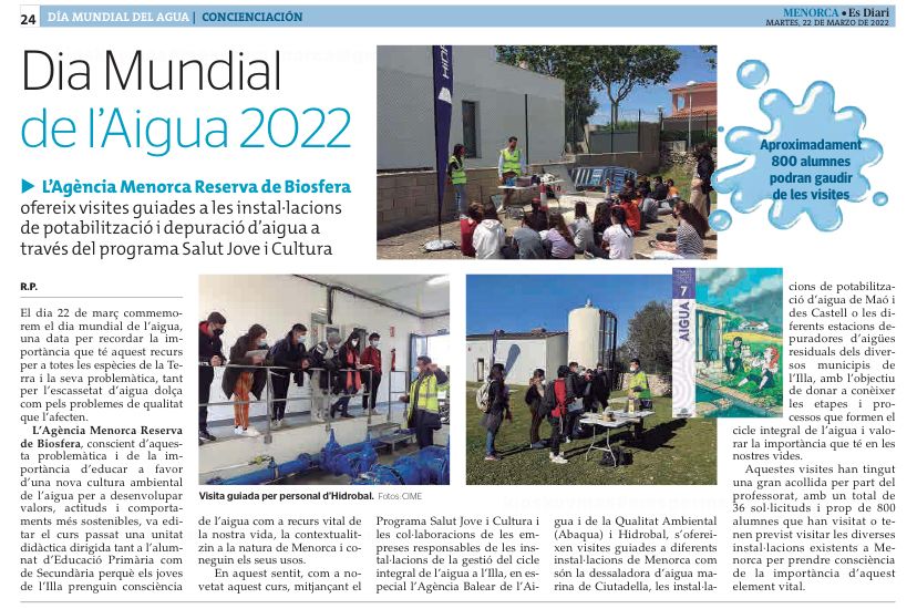 El coneixement de les instal·lacions del cicle integral de l'aigua és clau perquè tothom prengui consciència de la feina que s'hi fa i de la importància de l'AIGUA #DMA2022