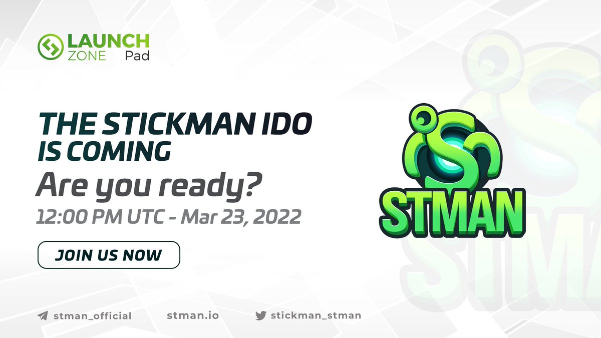 🔥 STMAN IDO - #LZPad on March 23, 2022 🔥

🌟 $STMAN price: $0.075
📅 Vesting Schedule: TGE 10%, then 20% monthly.

Let's wait for the great launch of the long-awaited project. The market seems to be about to UP...??? 🆘🆘