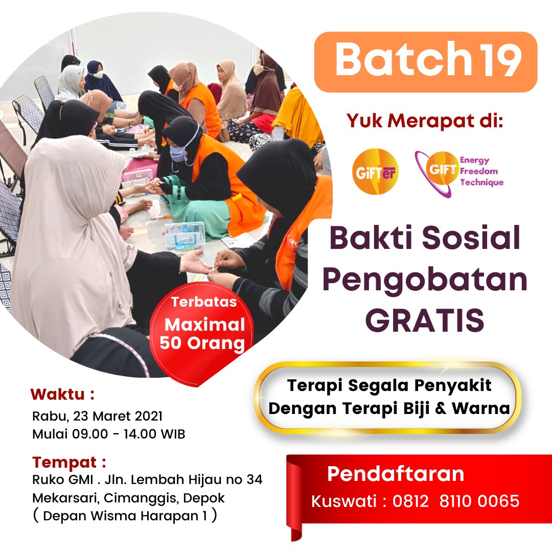 giftindonesia99's tweet photo. Alhamdulillah Bakti Sosial Pengobatan GRATIS Batch 19 masih diadakan... 
 
Kesempatan bagus sebelum memasuki bulan Ramadhan untuk Bapak/Ibu dan saudara yang masih suka merasakan keluhan seperti sakit maag, nyeri, pegal pegal, sakit kaki/tangan , lemes, nyeri pundak, sesak nafas, https://t.co/4hszEqvC6i