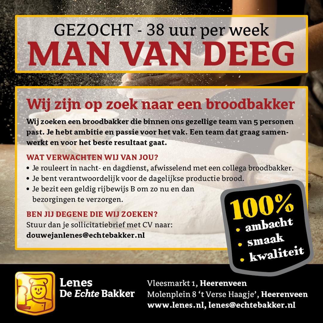 Gezocht broodbakker om ons team te komen versterken. Heb je interesse? Neem dan contact met ons op voor een kennismaking gesprek. #vacature #bakker #werk #broodbakker #ambacht