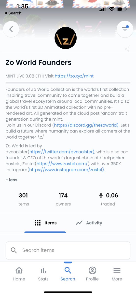 dvcoolster's tweet photo. #NewNFTProfilePic NFT by ZoWorld @The_Zo_World 

The next BAYC will not look like BAYC.

A global travel ecosystem is being built around local communities. 

Starting with a travel-to-earn mobile game 👀 $DOPE 🤫

300+ mints. None listed for sale! Never seen a more 💎🙌🏻 community https://t.co/G4LBpUIF5K