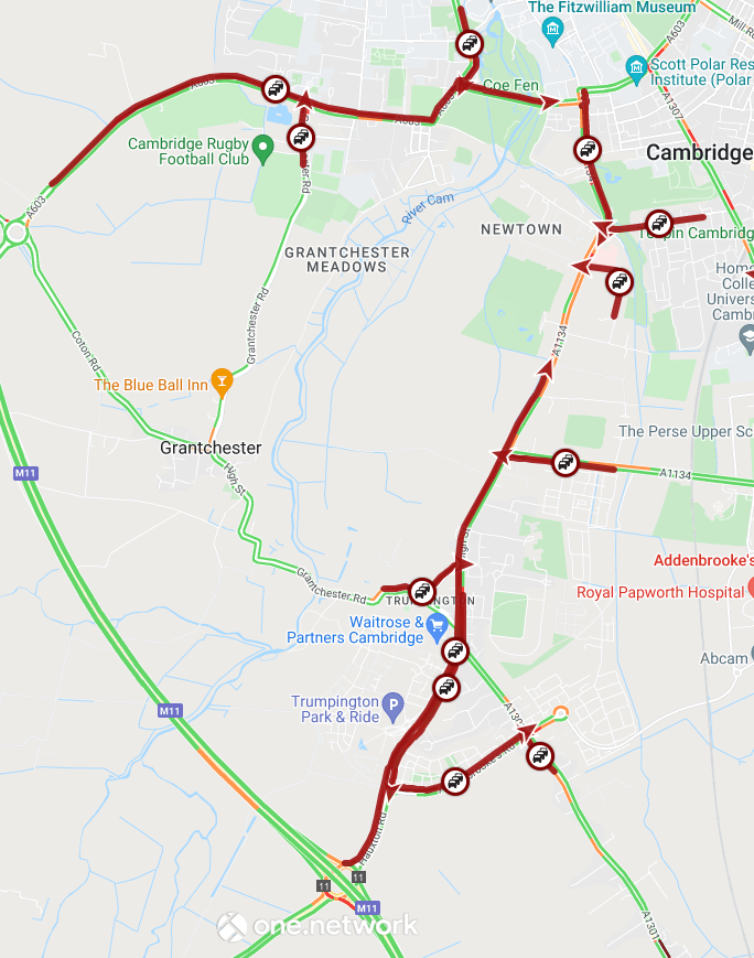 Cambs Travel News on Twitter "⚠️ Cambridge SLOW moving traffic on
