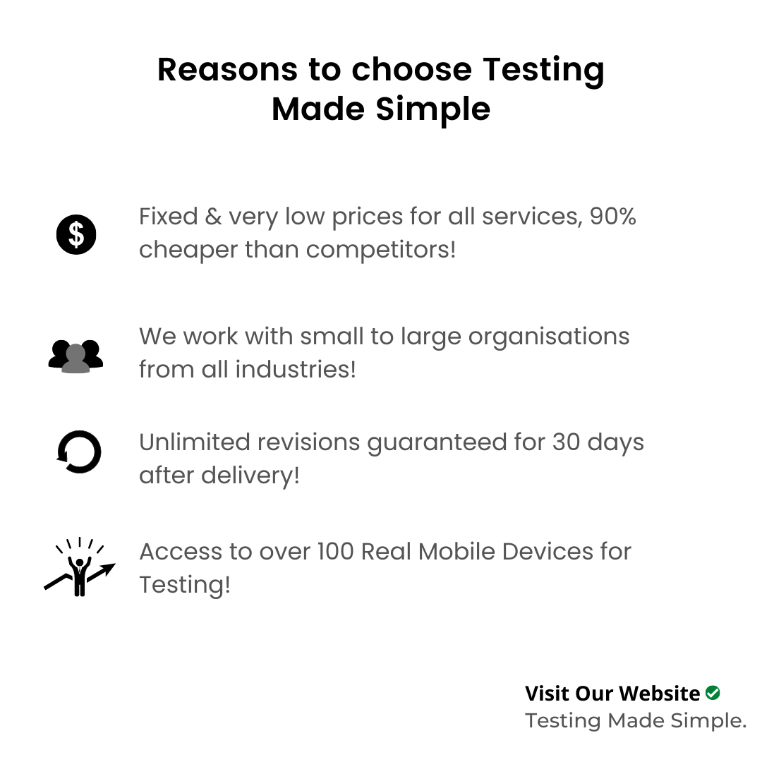 testing_simple's tweet image. Here are some reasons to choose Testing Made Simple
Uk Based🏴
We Offer Wide Range Of Software Testing Services Covering Various Industries
Committed To Serving Clients♥️
👇👇
testingmadesimple.co.uk
#softwaredevelopment #bugtracking #softwaretesting #testautomation #qa