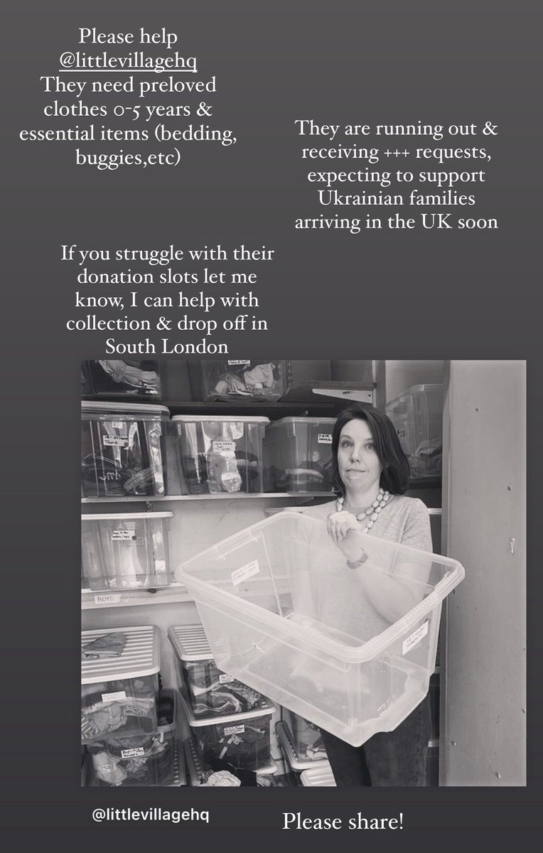 The London baby bank <a href="/LittleVillageHQ/">Little Village</a> calling for donations of preloved items. 

🧦They’re running low on essential items 0-5 yrs clothes, beds, bedding, buggies, feeding items, etc.

🌈Please help by sharing and/or make a donation. See info below.
