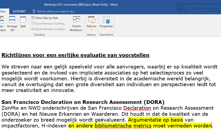 raymondpoot's tweet photo. Commissies van @NWOnieuws VICI (en VIDI, VENI?) mogen nu GEEN ENKELE metric meer meenemen in het vergelijken van applicanten. Over blijven narratieven en opinies, zonder meetbaar referentiekader. Dit lijkt mij een slecht idee. 1/9 https://t.co/bdsa3eGskR