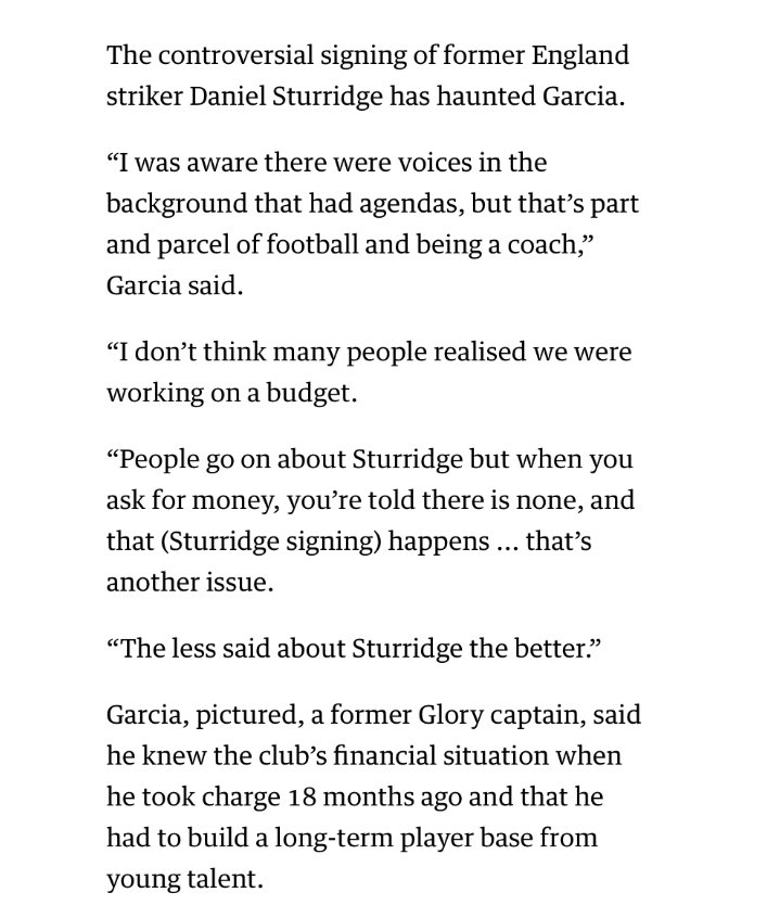 TheGloryPost's tweet photo. Garcia’s final interview

Claims he knew the writing was on the wall when he “heard voices in the background with agendas.”

“The less said about Sturridge the better.” https://t.co/rFB9CEDmOO