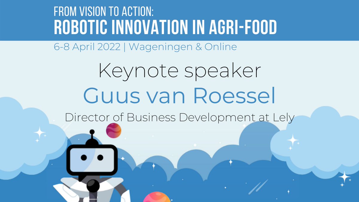 agROBOfood's tweet photo. 📣Introducing our second #FromVisionToAction keynote speaker, Mr. Guus van Roessel-Director of Business Development at @LelyHolding 
➡️Register here: https://t.co/WI77TDtm71
to catch him (on April 7th) sharing insights on #roboticmilking #brightfarming &amp; the #Lely success story! https://t.co/t20USoBZkX
