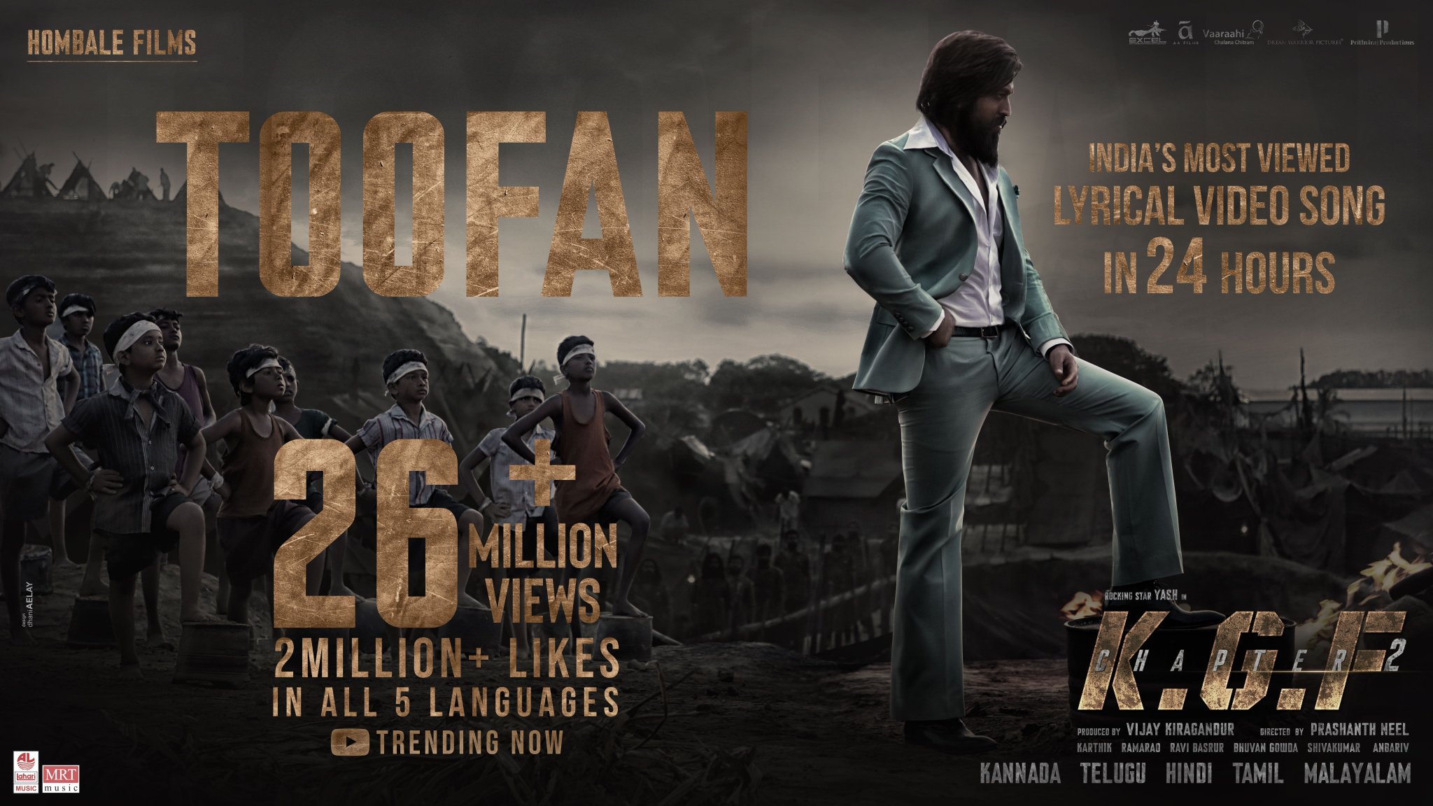Kannada Movies on X The Ultimate Toofan India s Most Viewed Lyrical Video Song in 24 hours https t w2MBW3kHYt KGFChapter2 https t g0AGvsg1Bx X