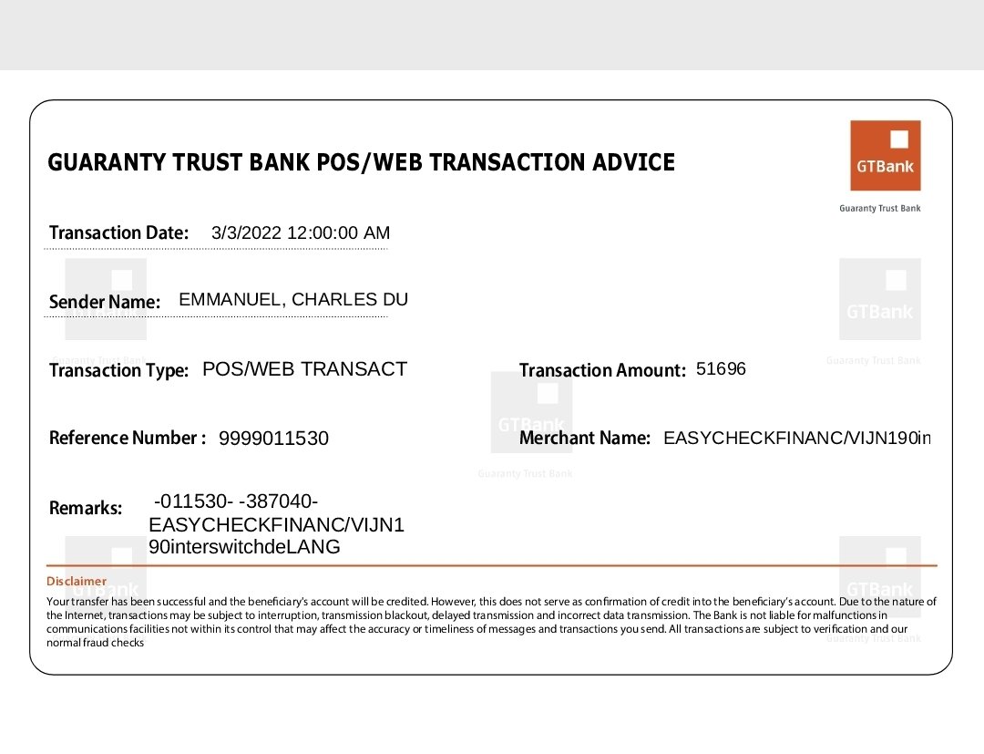 primebyter's tweet photo. @gtbank_help I did a transaction of 51,696 and it failed. My funds have not been reversed till now. What kind of banking services is this? Transaction of since 3rd of March, una never reverse. I have visited the bank several times. See evidence 
0026056224
Charles Dung Emmanuel https://t.co/rf3r34CLCw