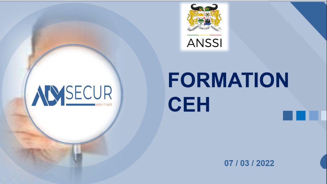 admsecur's tweet photo. Première vague de formation des Responsables de la Sécurité des Systèmes d'Information (RSSI) des structures publiques prioritaires de l’Etat, à la certification CEH (Certified Ethical Hacker) v11.  
#rssi #security #ceh #anssi #admsecur #keepITsafe https://t.co/69yBMD5phB
