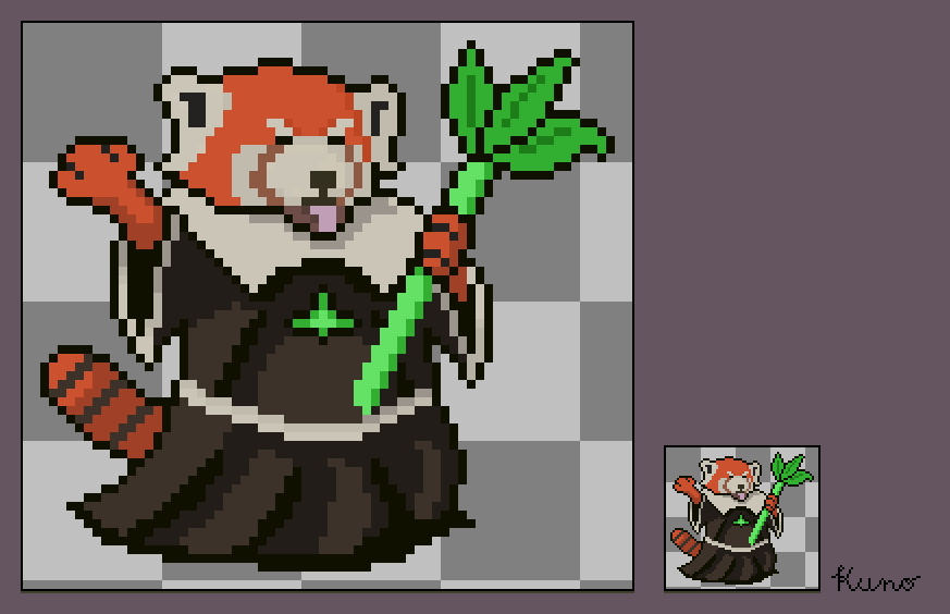 kunosachiaka's tweet photo. Inspired by RPG enemies, it's the #RedPanda Shaman!
@Pixel_Dailies
 #pixel_dailies #pixelart https://t.co/eF035x5Rbd