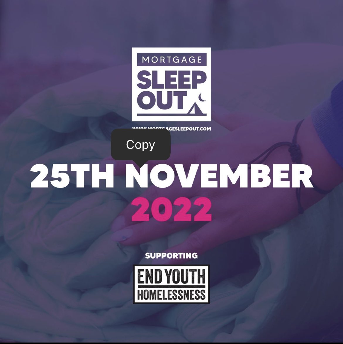Incredibly grateful that <a href="/clarionmbe/">MBE UK</a> have once again chosen <a href="/MortSleepOut/">Mortgage Sleep Out</a> as their Charity Partner - people can donate today at the event! #MSO22