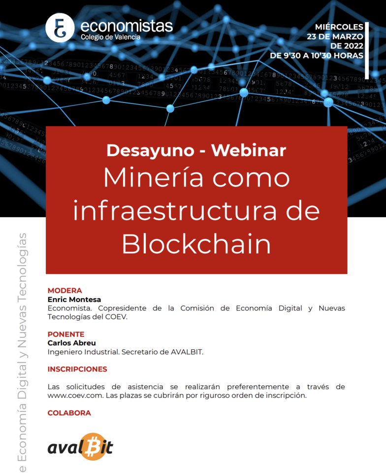 avalBit's tweet photo. En nuestro ciclo de desayunos junto al COEV de Blockchain y Criptomonedas, el proximo miercoles 23 a las 9:30 hrs hablaremos de la Mineria como infraestructura de Blockchain. Los esperamos en nuestro canal de Youtube https://t.co/tgqPp5ppiR #AvalBit #COEV #Blockchain # #Bitcoin https://t.co/s2CleDOB6S