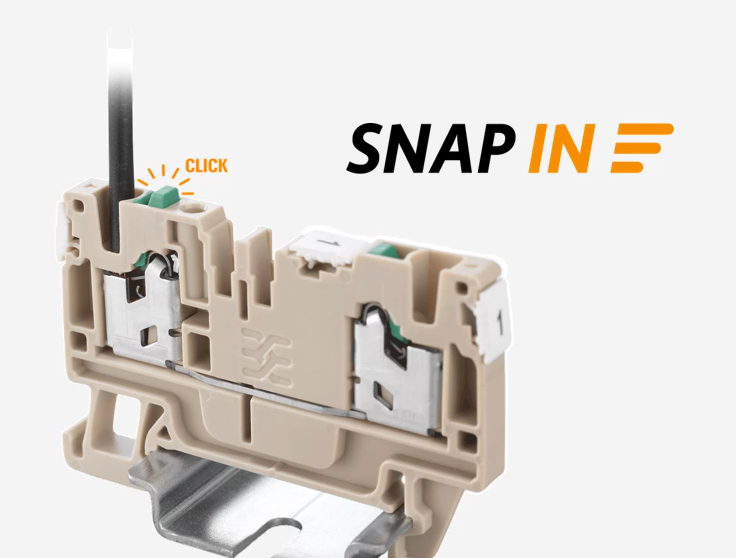 WeidmullerUK's tweet photo. Weidmueller's revolutionary SNAP IN technology is extremely easy to use, the stripped fine-stranded conductors just need to be inserted into the connection point, and the connection point snaps shut with a clearly audible click. #Weidmuller #snapin #innovation #terminals https://t.co/1ybmlnUr4I