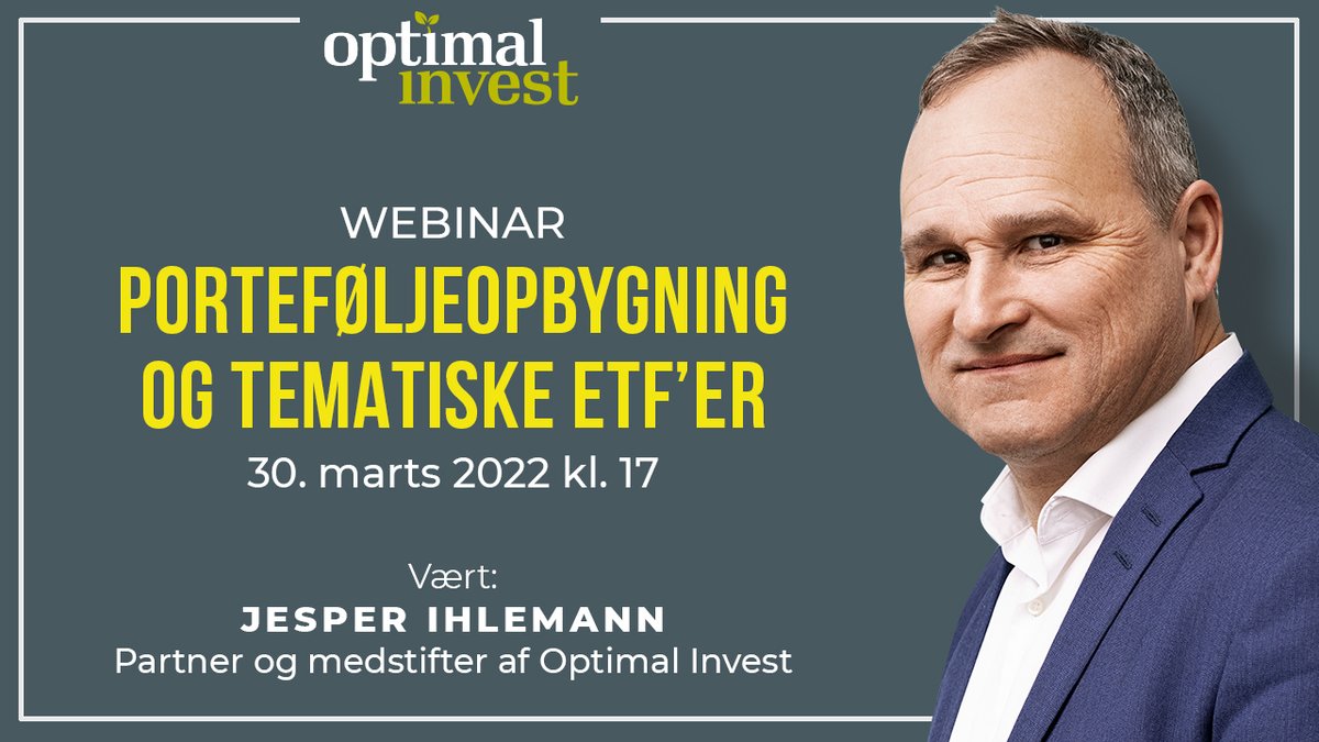 Coherra1's tweet photo. 🚀 Vil du gerne investere i Tematiske ETF’er, men mangler du inspiration eller erfaring? Få hjælpe af Jesper Ihlemann, medstifter af Optimal Invest Fondsmæglerselskab A/S. 

Denne masterclass nummer 2 løber af staben den 30/3 kl. 17.00.

https://t.co/pEtqJWVl8e https://t.co/8bAfZNOvNl