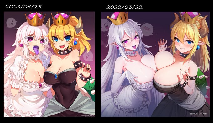 pixiv最古のイラストをリメイクしたので新旧比較…! https://t.co/1EQr6mktX7 