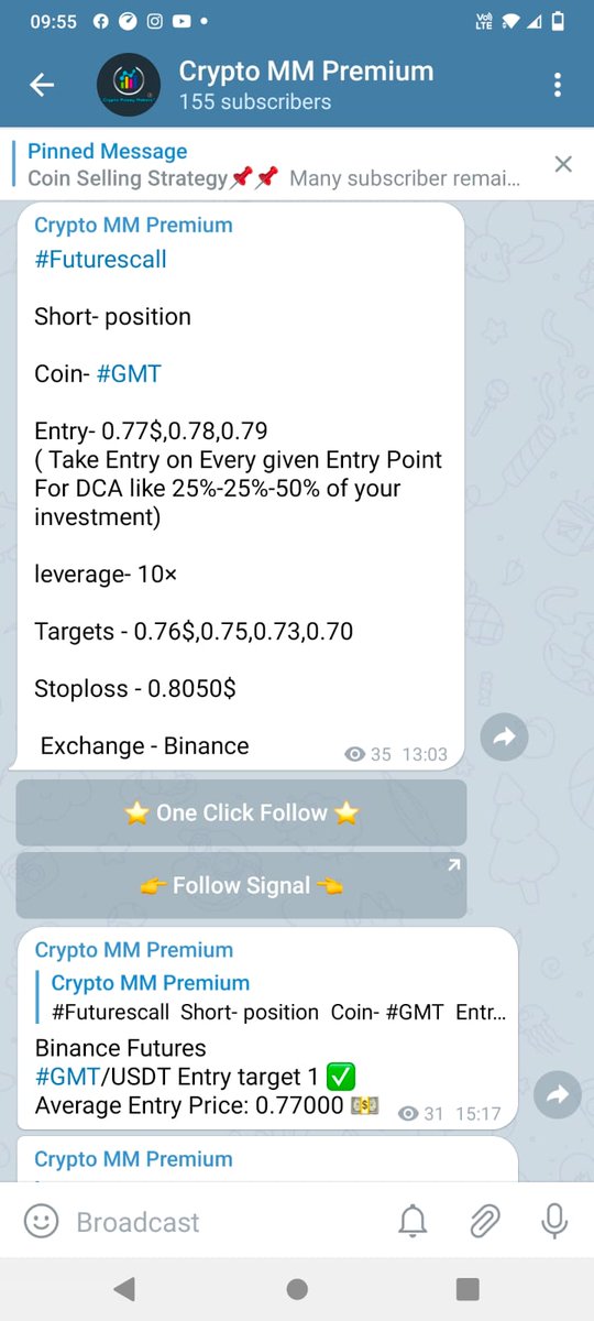 We shared #GMT Short   Call in our Telegram Channel ✅ 
20%   profit 💰✅ 
Join our free Telegram Channel and grab all quick profit signals.                                                     Hurry up 🏃‍♂👇
telegram.me/Cryptomoneymak…