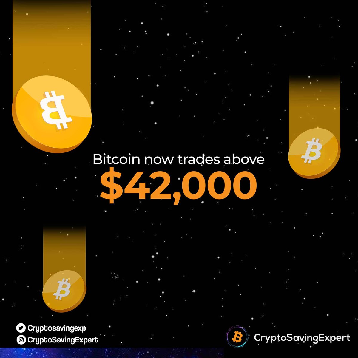 CryptoSavingExp's tweet photo. #BITCOIN IS NOW TRADING ABOVE $42,000! 📈🚀 https://t.co/2drffNcNVW