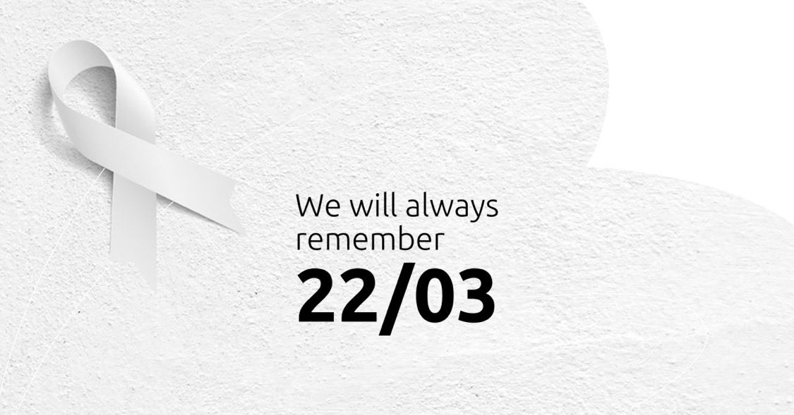 Today, we remember the victims of the 22 March attacks in Brussels 🇧🇪, in 2016. 

Our thoughts and heart go to their families and friends. 

We will always remember. 

#wearebrusselsairport #wewillalwaysremember #belgium #friends