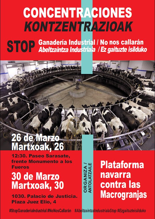 sustraierak's tweet photo. #Macrogranja de Caparroso nos lleva al juzgado por informar de la #contaminación de tierras y aguas…
#NoNosCallarán!!
#Sábado 26, a 12:30 nos concentraremos frente a monumento a los Fueros en Iruñea.
#Miércoles 30 a 10:00 frente a Palacio de Justicia.
Acude a mostrar tu #apoyo!! https://t.co/W0iqTzAzno