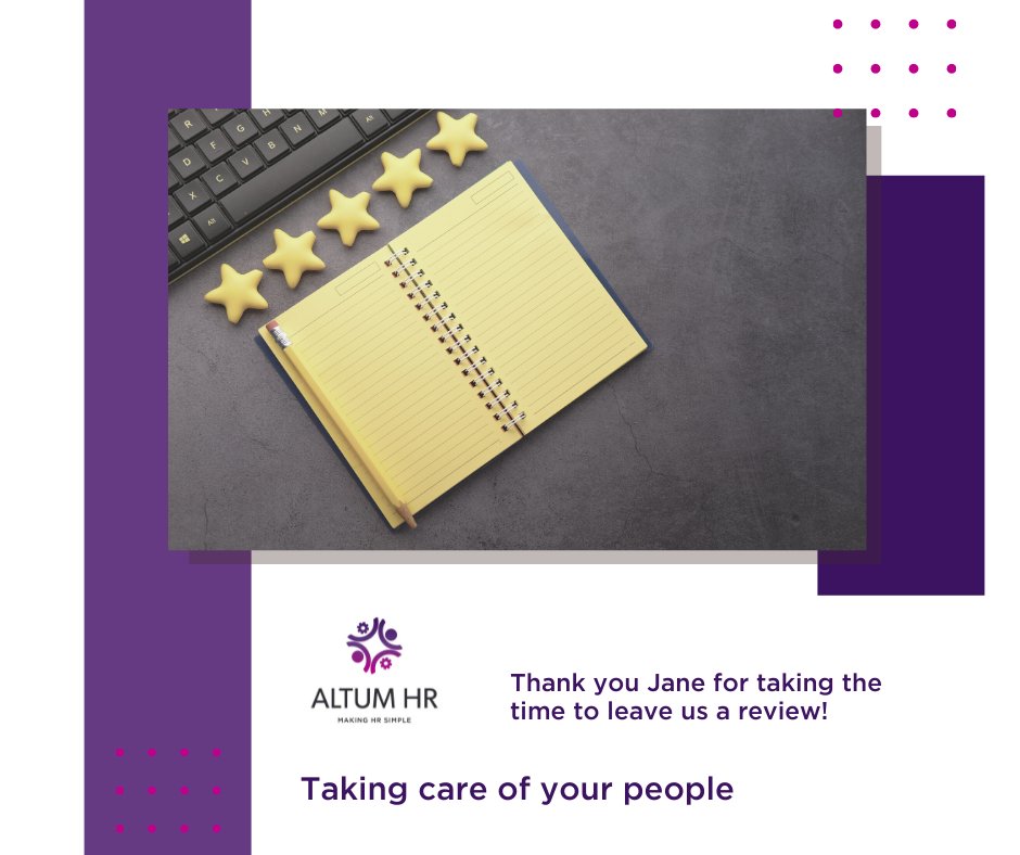 HRAltum's tweet photo. “I had such a pleasant & professional experience with Altum HR. They quickly assessed my company needs and I was put in touch with the right person who speedily produced the contract. I would not hesitate to use them again...I would highly recommend.”
#altumhr #makinghrsimple https://t.co/9XPxcFNGB2